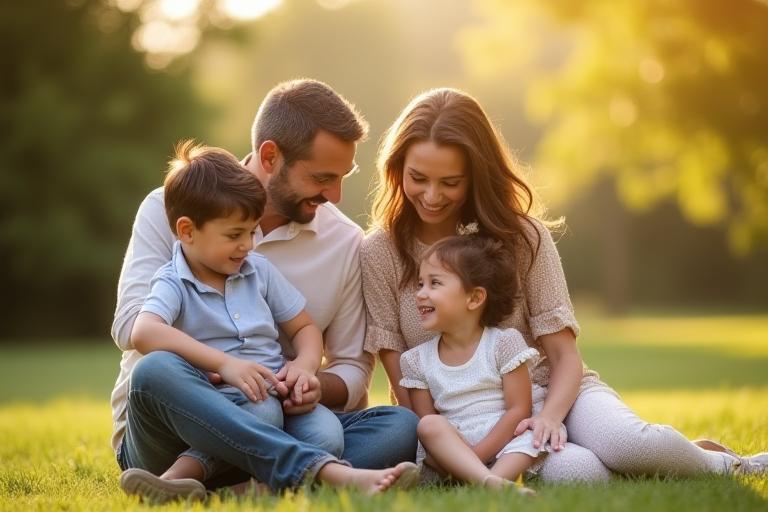 Joyful family portrait outdoors